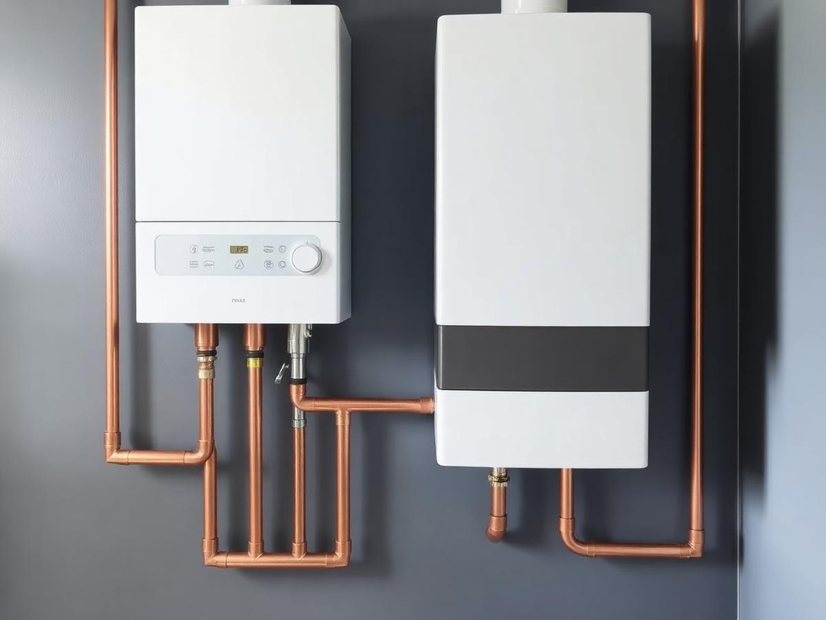 Neatly installed boiler and copper pipework